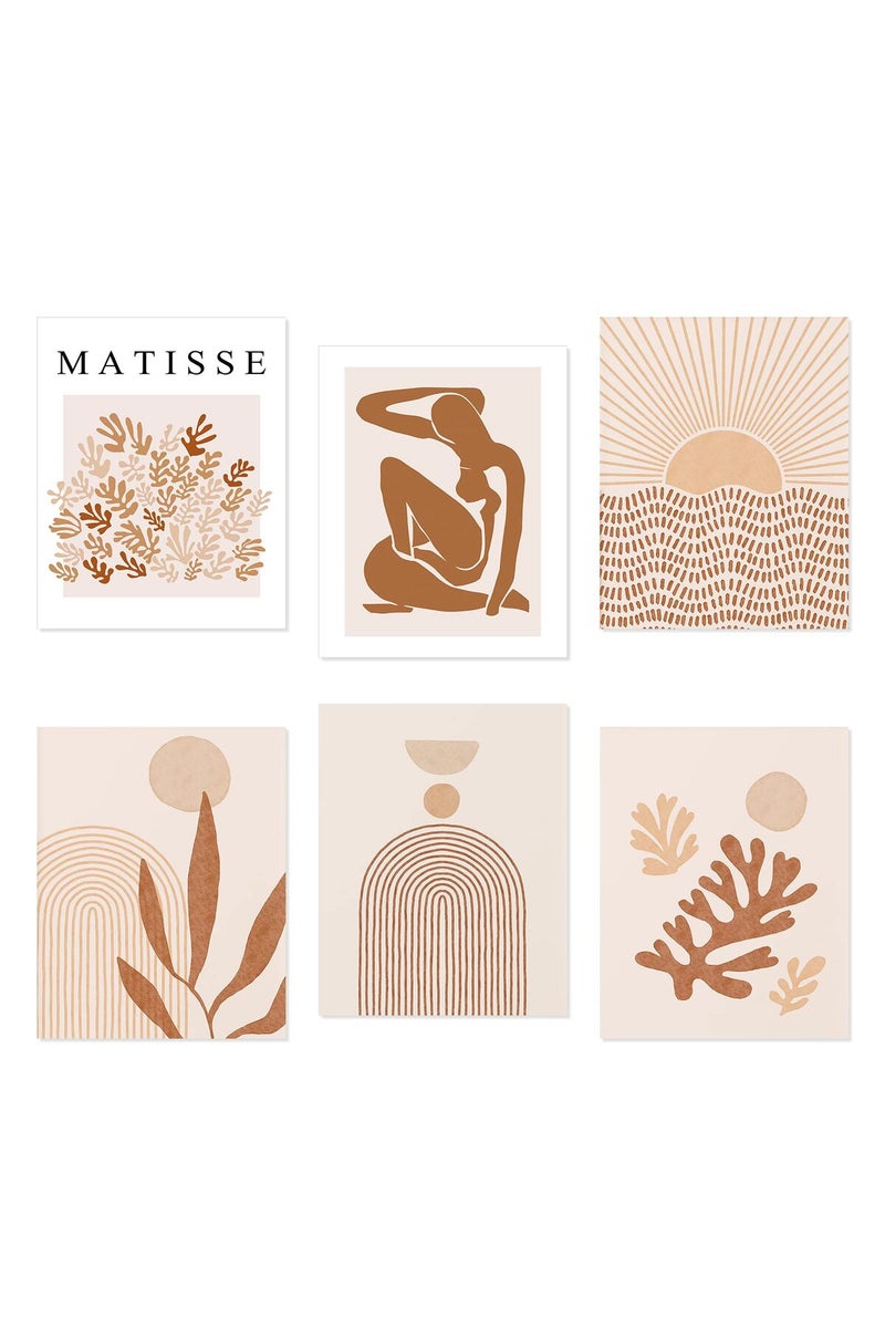LIYAOLI Matisse Neutral Wall Art Prints Line Art Boho Wall Decor Posters for Room Aesthetic Unframed 11 x 14 Inch Set of 6 Minimalist Abstract Wall Art Prints for Bedroom Office Decor - Image 1