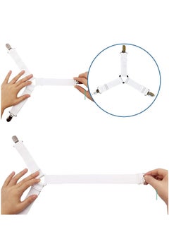 GOLDEN MILLION 4 Pieces Bed Sheet Fasteners Suspenders Holder Straps (White)  - Image 3