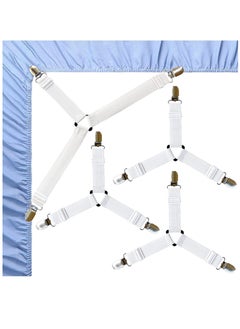 GOLDEN MILLION 4 Pieces Bed Sheet Fasteners Suspenders Holder Straps (White)  - Image 2