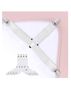 GOLDEN MILLION 4 Pieces Bed Sheet Fasteners Suspenders Holder Straps (White)  - Image 4