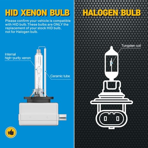 Sinoparcel D5S HID Headlight Bulb with Integrated Ballast - 6000K 35W Xenon Replacement High Low Beam Bulb - Pack of 1 - Image 4