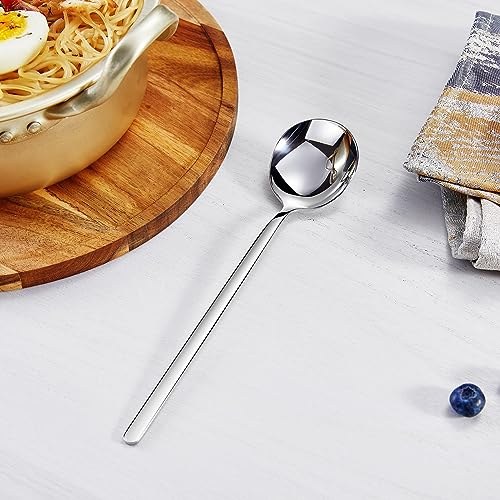 KEAWELL Premium Korean Soup Spoons with Long Handles, Set of 4, 18/10 Stainless Steel, Dishwasher Safe (Plain) - Image 5