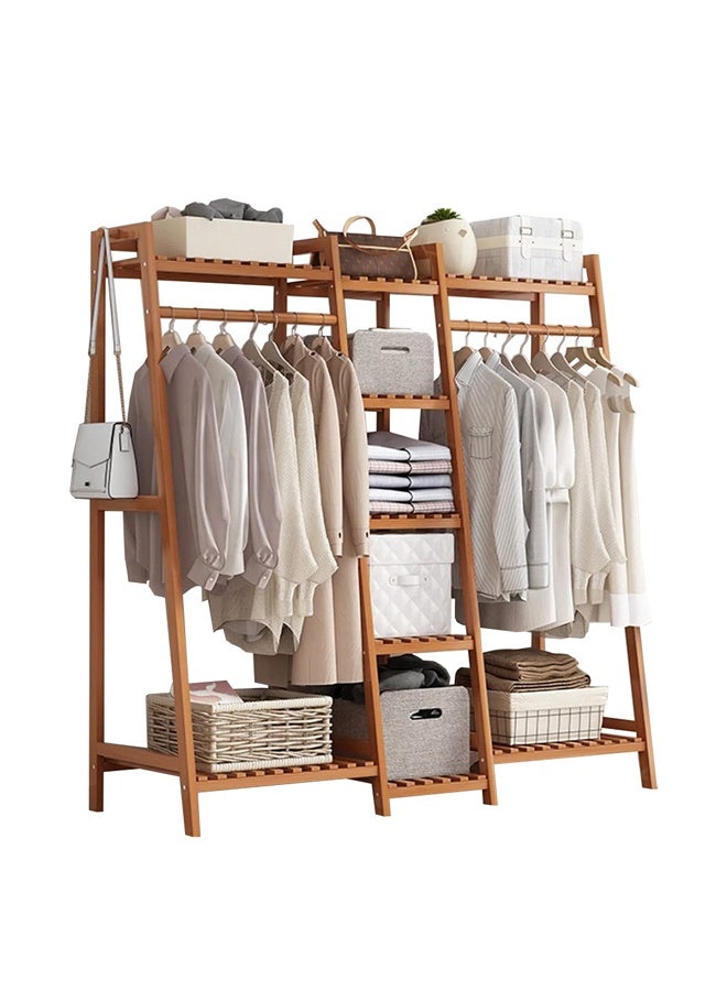 KLNAMAEAAN Floor Standing Coat Rack Wood Cloth Hanger Wood Material Brown 130*40*140cm - Image 1