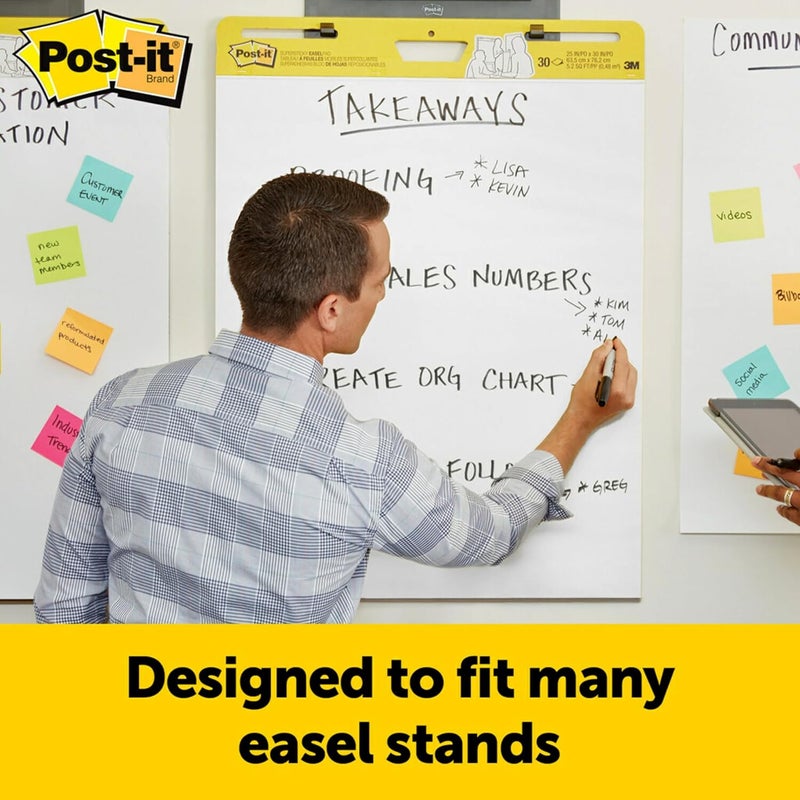 بوست إت لوح الحائط اللاصق سوبر ستيكي من Post-it، مقاس 20 × 23 بوصة، 20 ورقة/لوح، لوحين (566)، ورق مخطط أبيض متميز قابل للالتصاق الذاتي، قابل للف للنقل، يُعلق باستخدام شرائط Command - Image 4