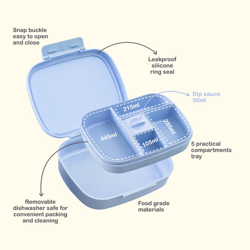 Hydrobrew Smart Serve Bento Lunch Box 1100 ml, 5 compartment- Sky Mist - Image 2