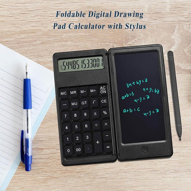 klarako Foldable Digital Drawing Pad Calculator with Stylus - [New-Version] Portable Erasable Tablet Digits Drawing Pad 12 Digits Display - Household Desktop Calculator Button (S3 Solar Energy+Battery) - Image 2