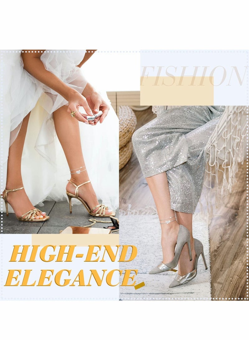 Excefore Women Anklets, Excefore 2 Pcs Butterfly Layered Anklets Bracelet for Women Butterfly Chain Adjustable Double Layer Beach Foot Jewelry - Image 2