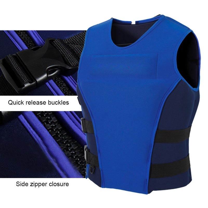 Neoprene Life Jacket XXL Neoprene Outer Floatation Foam Filler - Secure Fit 2 Adjustable Belts Side Zip Closure Safety Vest for Water Sports Swimming Surfing Snorkeling Sailing - Image 4