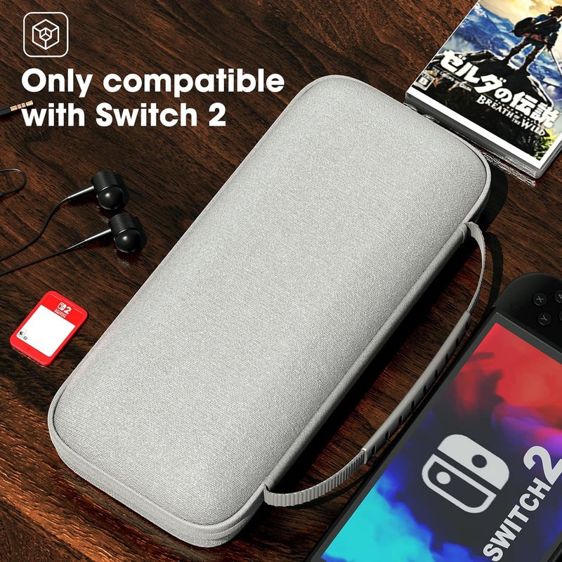 بروكاس حقيبة حمل ProCase لجهاز Nintendo Switch 2 (2025)، تحتوي على 24 فتحة لبطاقات الألعاب، حقيبة تخزين قابلة للنقل ومقاومة للصدمات، لحماية جهاز Nintendo Switch 2 والإكسسوارات الخاصة به - اللون الرمادي - Image 2
