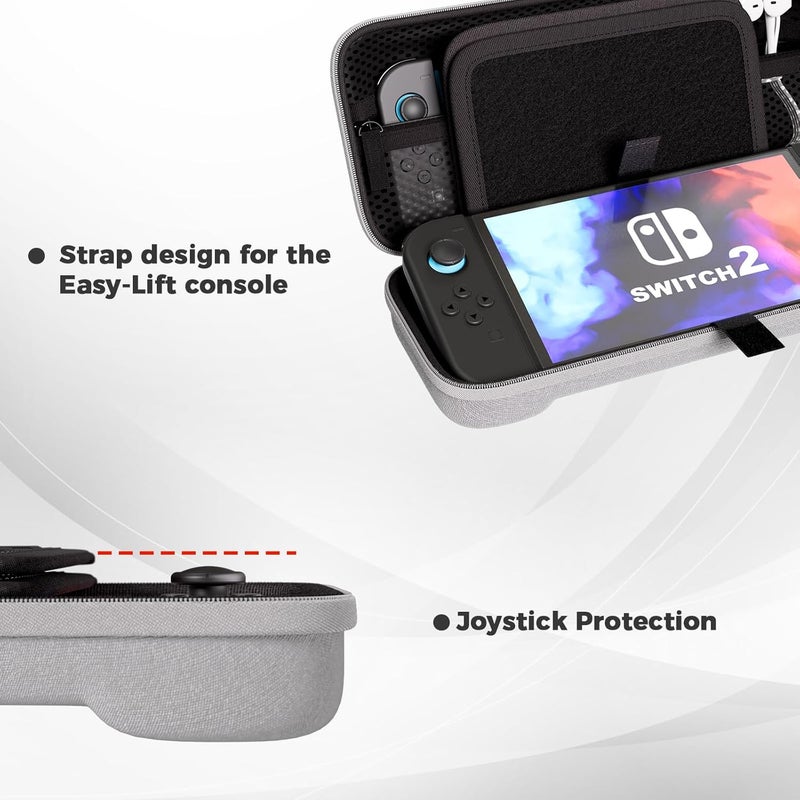 بروكاس حقيبة حمل ProCase لجهاز Nintendo Switch 2 (2025)، تحتوي على 24 فتحة لبطاقات الألعاب، حقيبة تخزين قابلة للنقل ومقاومة للصدمات، لحماية جهاز Nintendo Switch 2 والإكسسوارات الخاصة به - اللون الرمادي - Image 4