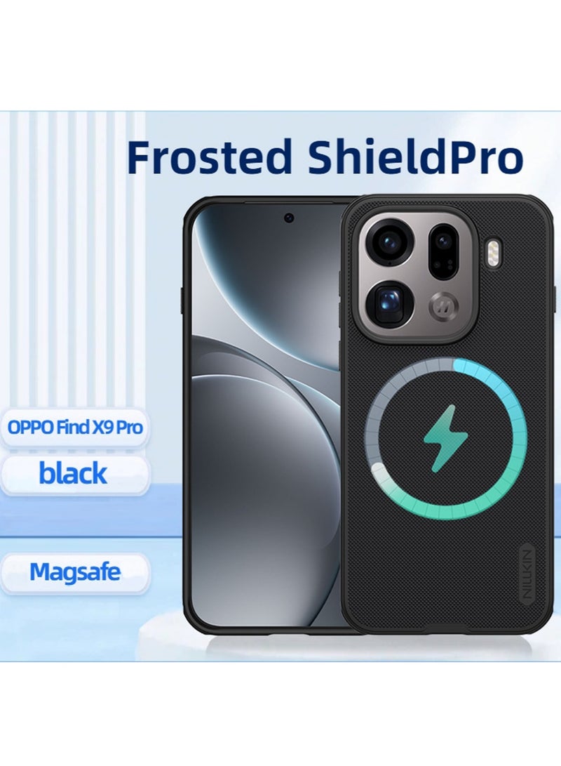 نيلكين جراب OPPO Find X9 Pro، غطاء MagSafe مغناطيسي قوي، حماية من الدرجة الفضائية، مقاوم للخدش، لهاتف OPPO Find X9 Pro، غطاء غير لامع مضاد للانزلاق، متوافق مع غطاء MagSafe، وسادة هوائية مقاومة للصدمات، مضاد لبصمات الأصابع، حماية من السقوط (أسود) - Image 1