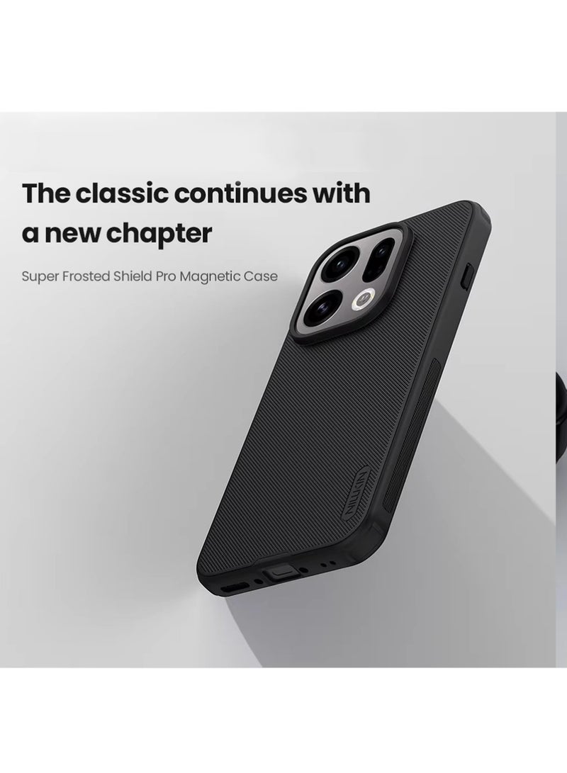 نيلكين جراب OPPO Find X9 Pro، غطاء MagSafe مغناطيسي قوي، حماية من الدرجة الفضائية، مقاوم للخدش، لهاتف OPPO Find X9 Pro، غطاء غير لامع مضاد للانزلاق، متوافق مع غطاء MagSafe، وسادة هوائية مقاومة للصدمات، مضاد لبصمات الأصابع، حماية من السقوط (أسود) - Image 3