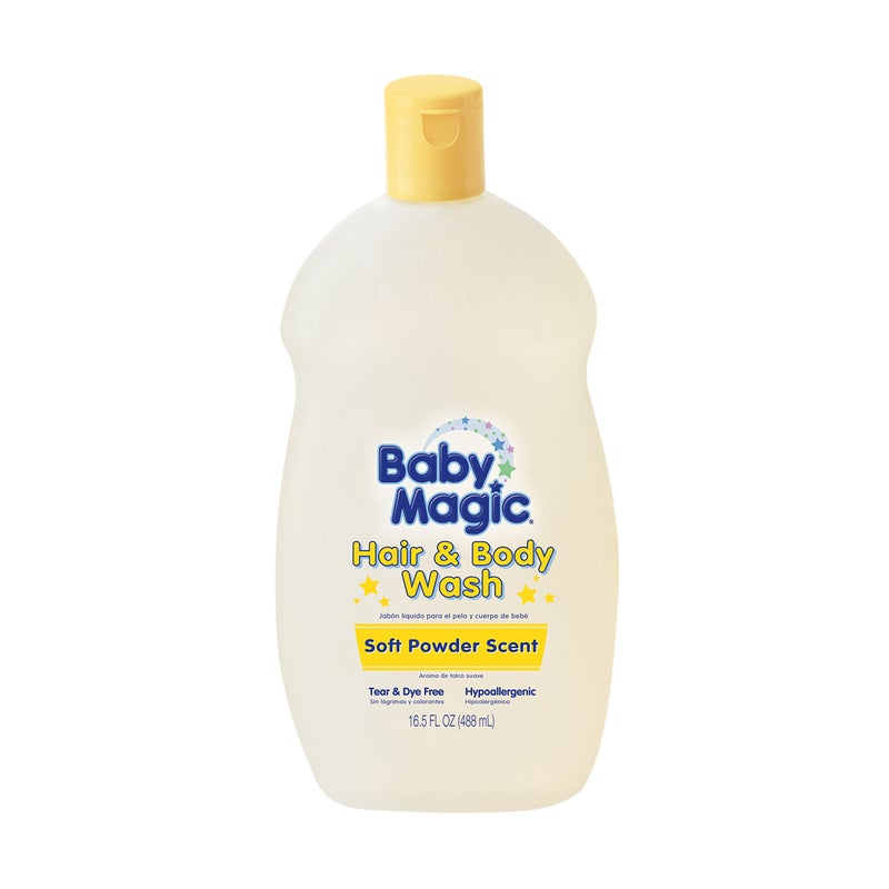 Baby Magic غسول شعر وجسم بيبي ماجيك 16.5 أونصة برائحة البودرة الناعمة (488 مل) - Image 1