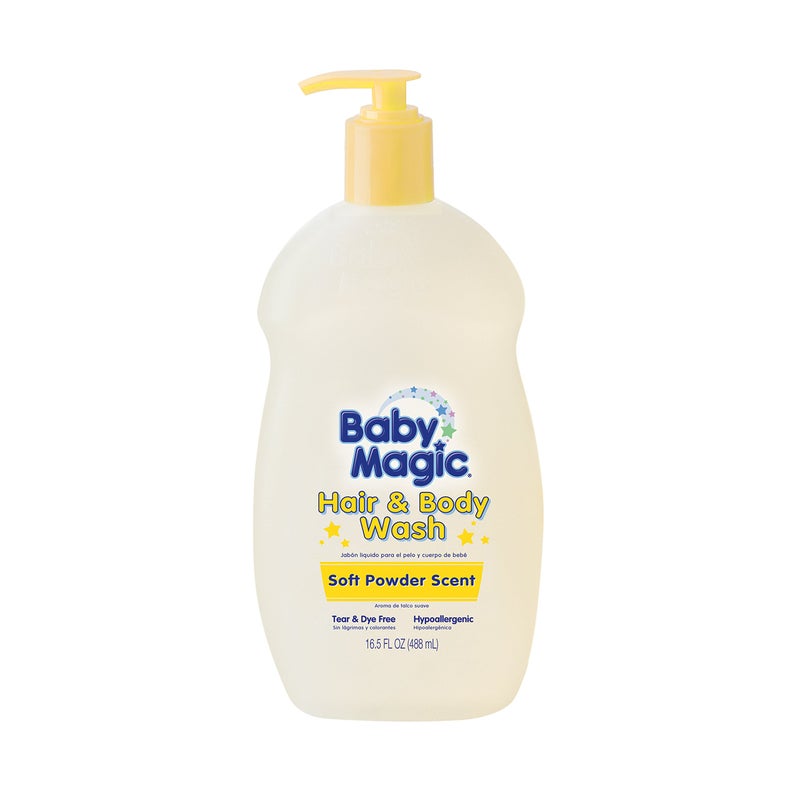 Baby Magic غسول شعر وجسم بيبي ماجيك 16.5 أونصة برائحة البودرة الناعمة (488 مل) - Image 2