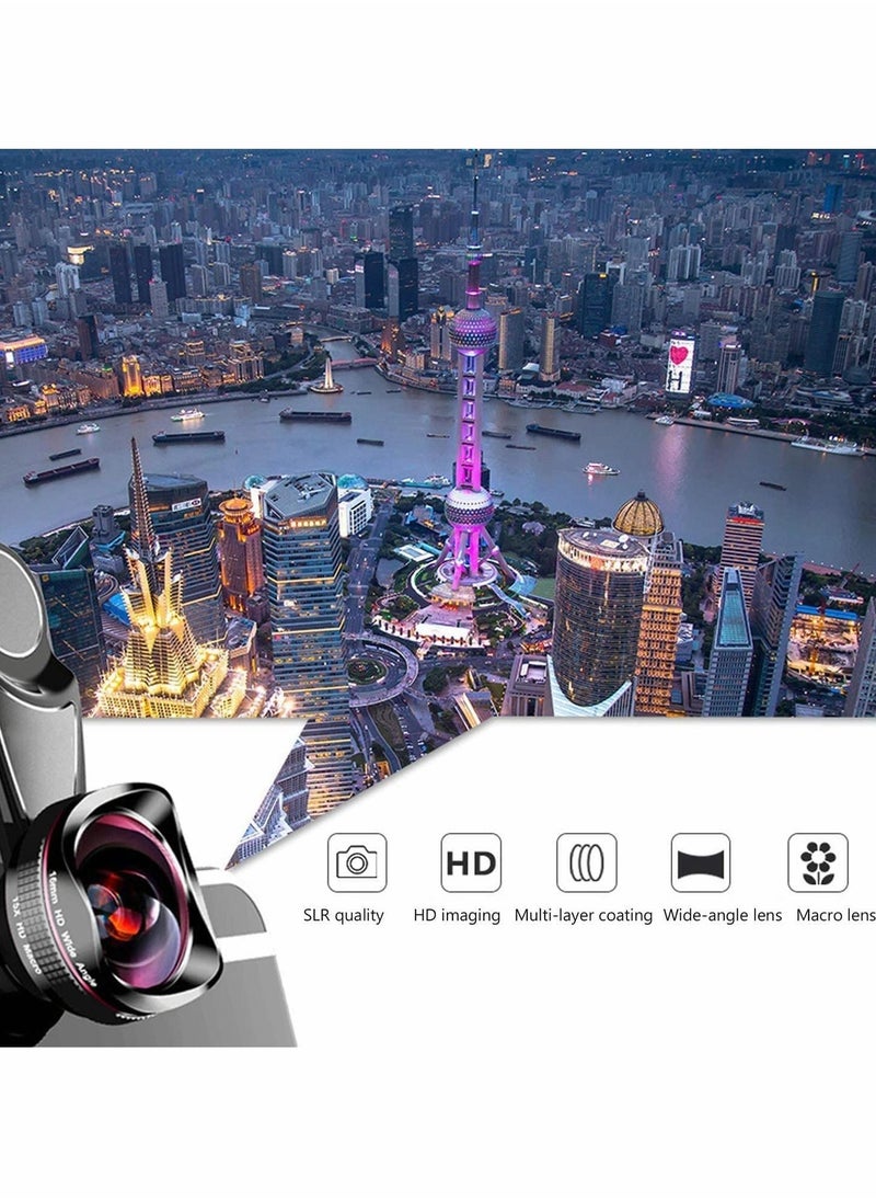 SYOSI - Phone Camera Lens,Clip on Cell Phone Lens Kit Compatible with Most Phones,Most Smartphones, 4K HD 2 in 1 120° Wide Angle Lens, 15X Macro Lens, No Distortion - Image 1