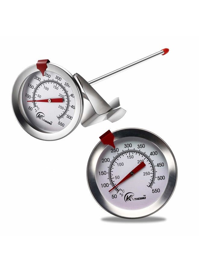 KT THERMO Deep Fry Thermometer With Instant Read,Dial Thermometer,6" Stainless Steel Stem Meat Cooking Thermometer,Best for Turkey,BBQ,Grill - Image 1