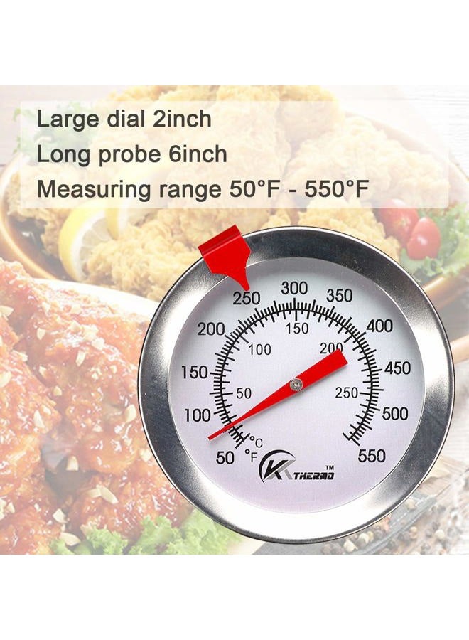 KT THERMO Deep Fry Thermometer With Instant Read,Dial Thermometer,6" Stainless Steel Stem Meat Cooking Thermometer,Best for Turkey,BBQ,Grill - Image 3