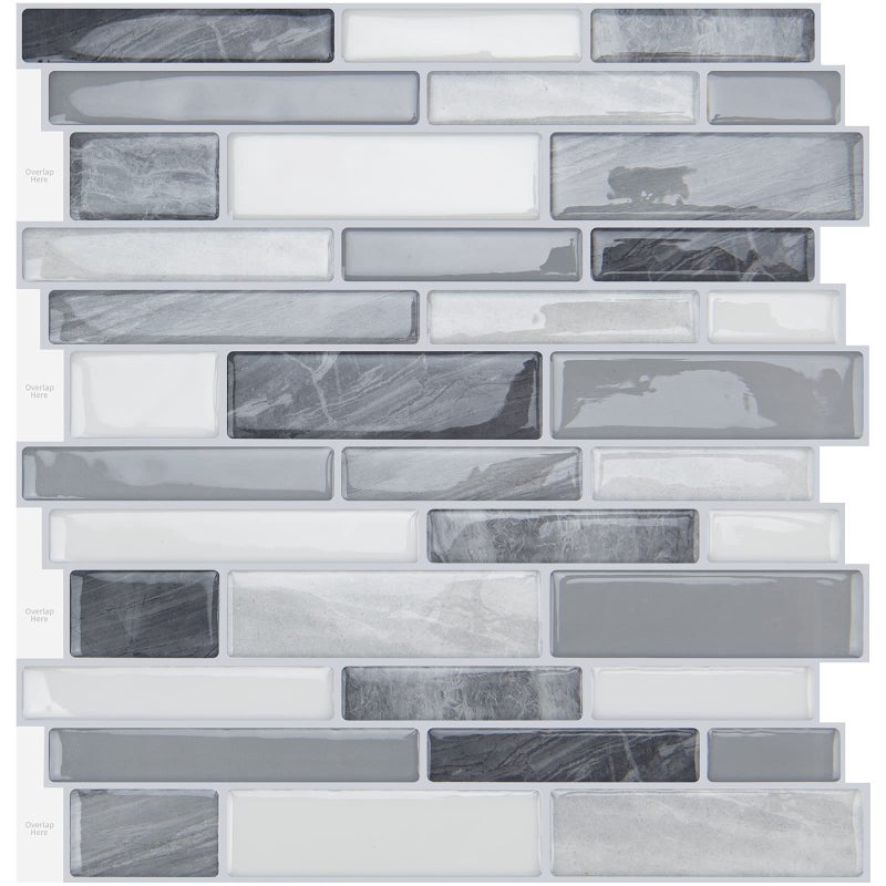 WOWSTAR 10-Sheet Peel and Stick Backsplash Tile for Kitchen Wall, Back Splash Stick On Tiles for Kitchen (12"x 12", Gray) - Image 1