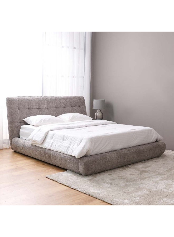 DANUBE HOME سرير كوين أراجون 150X200 إطار سرير أنيق ومتين لغرفة النوم تصميم منصة حديث للراحة والدعم ديكور منزلي أنيق لنوم هادئ - رمادي داكن - Image 1