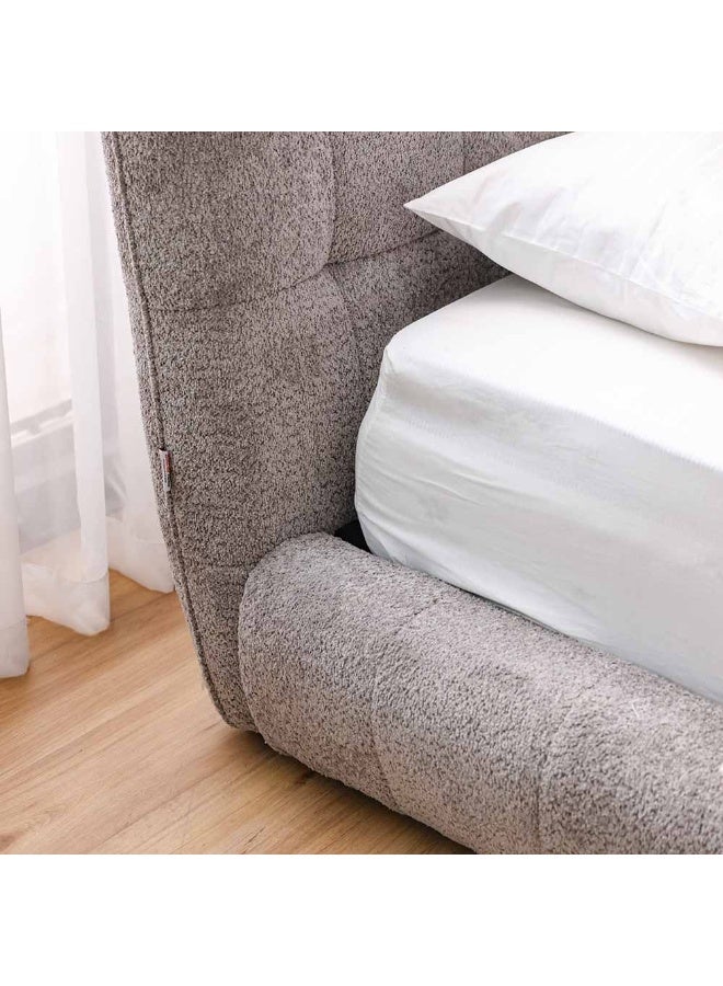 DANUBE HOME سرير كوين أراجون 150X200 إطار سرير أنيق ومتين لغرفة النوم تصميم منصة حديث للراحة والدعم ديكور منزلي أنيق لنوم هادئ - رمادي داكن - Image 2