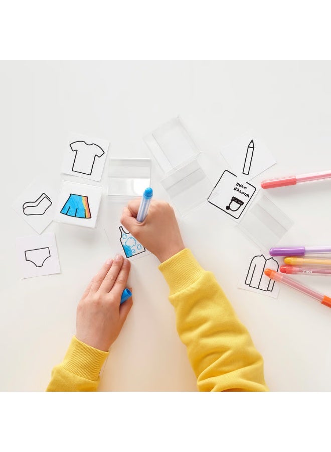 IKEA (IKEA) حامل بطاقات وملصقات ايكيا HÄNGIG – عبوة 5 قطع – لتعريف محتويات الأدراج والصناديق والرفوف وصناديق التخزين – بلاستيك شفاف متين قابل لإعادة الاستخدام – سهل التغيير والإدخال - Image 2