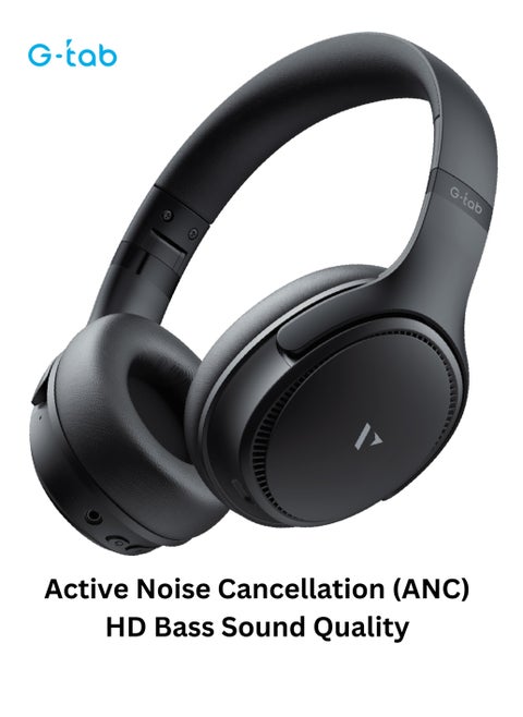 G-Tab VAH10 On Ear Headphone/ANC/HD Bass Sound/Dual Device Connection/BT Version 5.3/50 Hours Battery Life/Protein Leather Earmuffs/Folding Portable Design/500mAh Battery