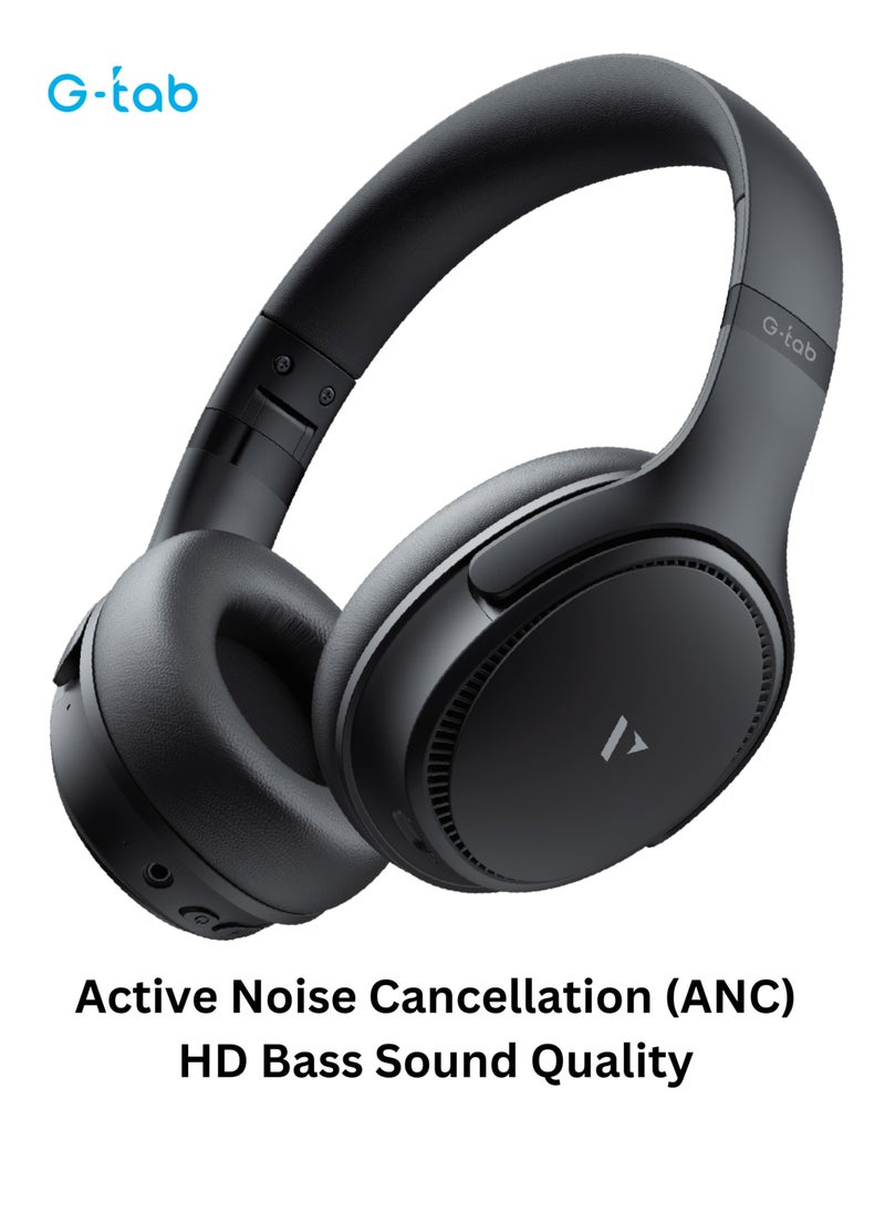 G-Tab - G-Tab VAH10 On Ear Headphone/ANC/HD Bass Sound/Dual Device Connection/BT Version 5.3/50 Hours Battery Life/Protein Leather Earmuffs/Folding Portable Design/500mAh Battery - Image 1