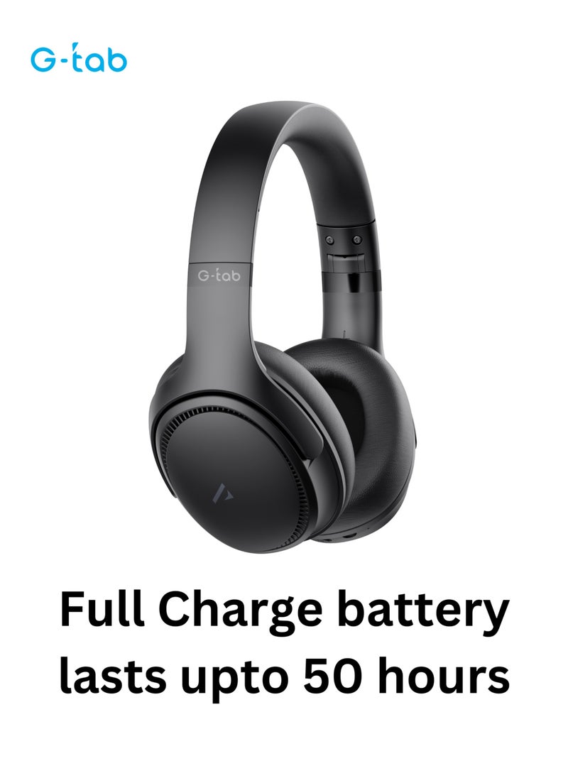 G-Tab - G-Tab VAH10 On Ear Headphone/ANC/HD Bass Sound/Dual Device Connection/BT Version 5.3/50 Hours Battery Life/Protein Leather Earmuffs/Folding Portable Design/500mAh Battery - Image 1