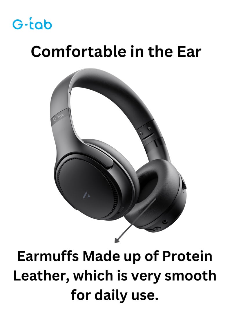 G-Tab - G-Tab VAH10 On Ear Headphone/ANC/HD Bass Sound/Dual Device Connection/BT Version 5.3/50 Hours Battery Life/Protein Leather Earmuffs/Folding Portable Design/500mAh Battery - Image 1