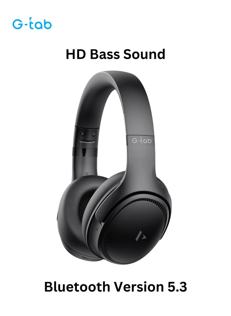 G-Tab - G-Tab VAH10 On Ear Headphone/ANC/HD Bass Sound/Dual Device Connection/BT Version 5.3/50 Hours Battery Life/Protein Leather Earmuffs/Folding Portable Design/500mAh Battery - Image 1