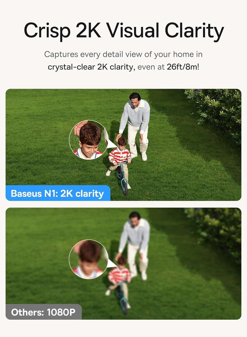 N1 Wireless Outdoor Security Camera (Add-on Unit) – Requires H1 Base Station, 2K HD, up to 210 days of battery life, no monthly fees, 145° ultra-wide field of view, smart color night vision, motion detection, IP67 weatherproof, app-enabled for remote monitoring