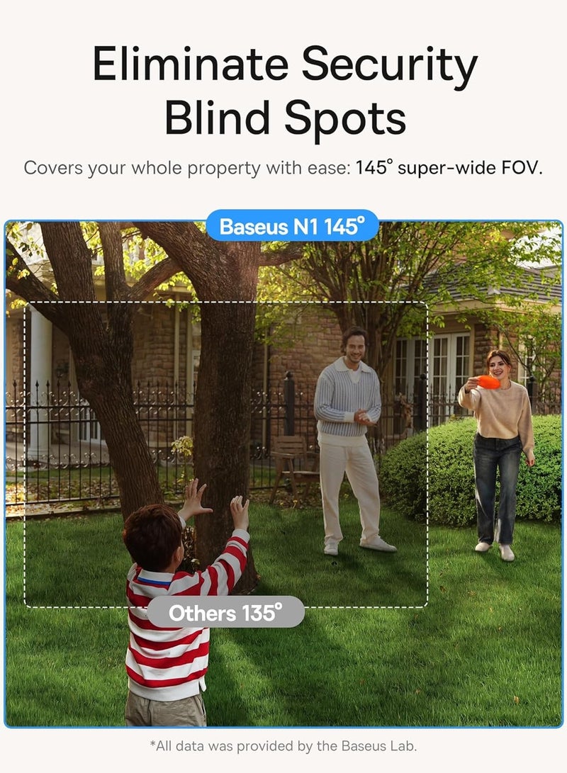 N1 Wireless Outdoor Security Camera (Add-on Unit) – Requires H1 Base Station, 2K HD, up to 210 days of battery life, no monthly fees, 145° ultra-wide field of view, smart color night vision, motion detection, IP67 weatherproof, app-enabled for remote monitoring