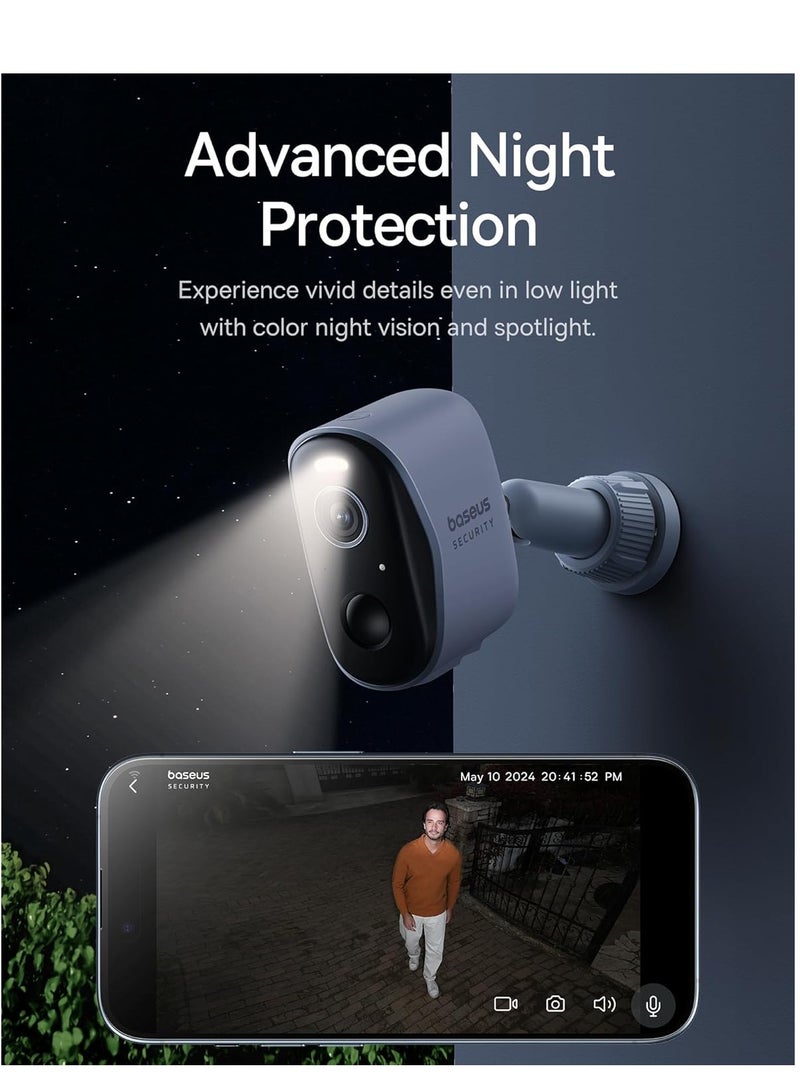 N1 Wireless Outdoor Security Camera (Add-on Unit) – Requires H1 Base Station, 2K HD, up to 210 days of battery life, no monthly fees, 145° ultra-wide field of view, smart color night vision, motion detection, IP67 weatherproof, app-enabled for remote monitoring