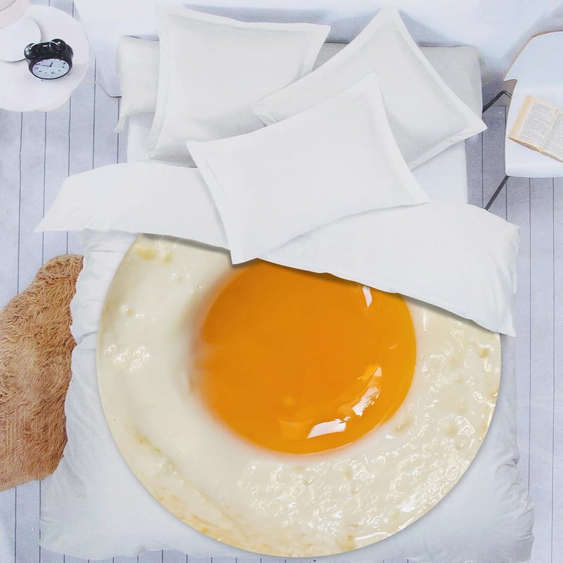 Abaysto Funny Food Throw Blanket for Adult & Kids, Egg Print Blanket Soft Flannel Round Nap Wrap Blanket Novelty Unique Ideas Gifts Blankets for Sofa Couch Camp Chair Gifts for Boys,Girls 150CM - Image 4
