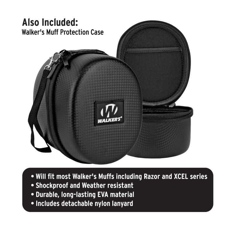 Walker's XCEL 500BT Digital Electronic Ear Protection Muff and Protective Case -Ear muffs provide hearing protection, voice clarity & Bluetooth for work and range use - 4 Listening Modes (2 Items) - Image 3