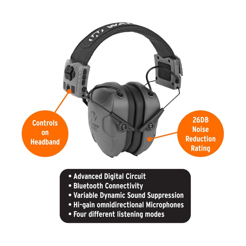Walker's XCEL 500BT Digital Electronic Ear Protection Muff and Protective Case -Ear muffs provide hearing protection, voice clarity & Bluetooth for work and range use - 4 Listening Modes (2 Items) - Image 2