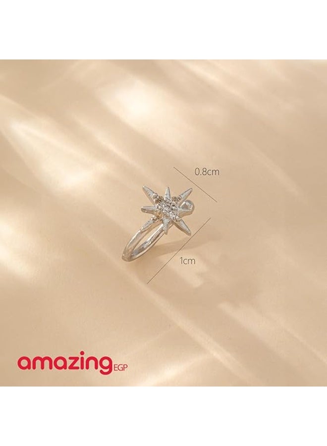 أمازينج. إي جي بي حلقة أنف بمشبك، من الفولاذ المقاوم للصدأ 316L، فضي، تصميم على شكل حرف U مع زركونيا مكعبة، مضاد للحساسية، لا يتطلب ثقبًا، للجنسين - Image 5