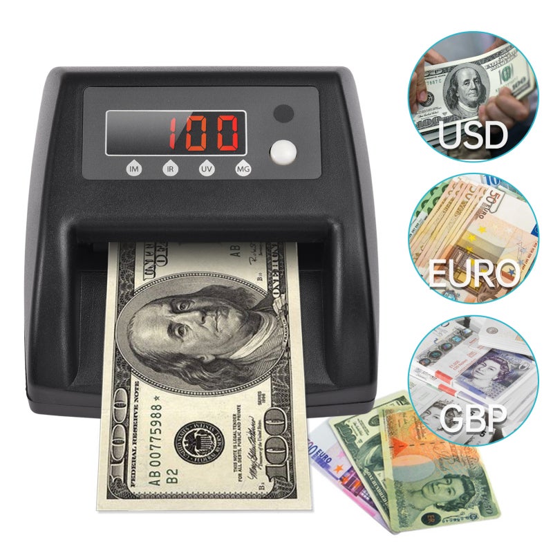 Bisofice Counterfeit Money Detector Uk Plug Bank-Grade Counterfeit Detection Currency Detector - Fast And Accurate Verification Bill Detector For Shops Grocery Stores Restaurants Small Businesses - Image 1