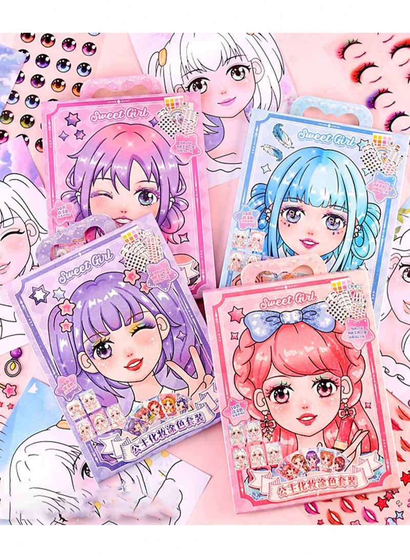 DIY Princess Makeup and Sticker Craft Kit – 1pc Reusable Handmade Set with Pink Paper Bag, Art Supplies, and Sparkling Decals – Fun Beauty Toy for Girls, Perfect for Birthday, , Easter, Thanksgiving - Image 2