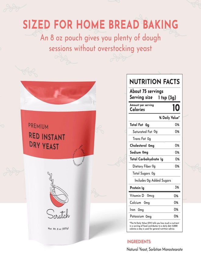 Scratch Red Instant Dry Yeast– All-Purpose Baking Yeast for Bread, Rolls, Sandwich Loaves, Pizza Dough & Bread Machines - (Red 8oz) (1 Packet) - Image 5