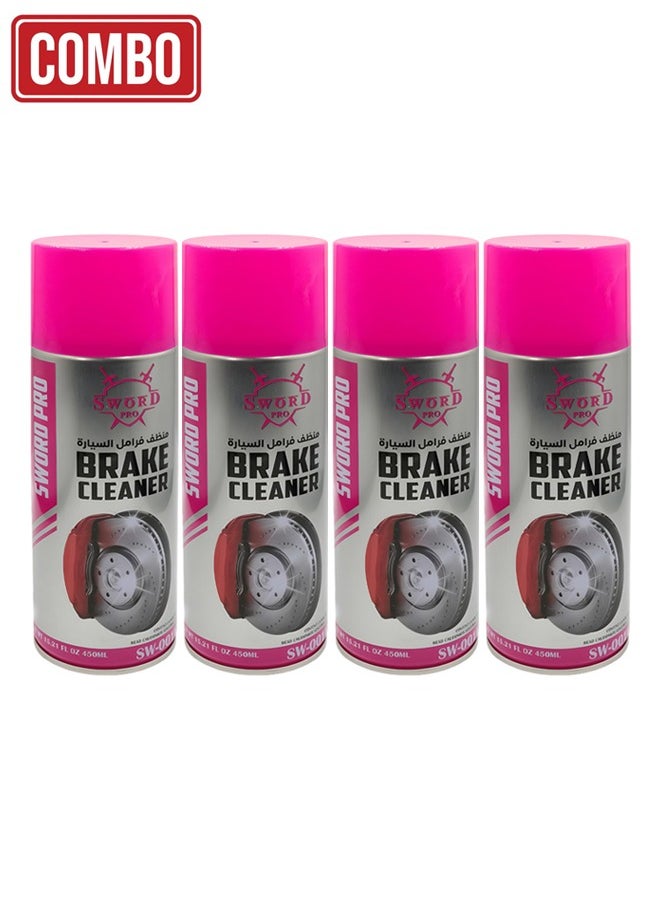 Sword Pro Sword Pro Brake Cleaner Combo Pack 4 x 450ml SW0016 High Performance Degreaser for Brakes, Fast Drying Formula  - Image 1