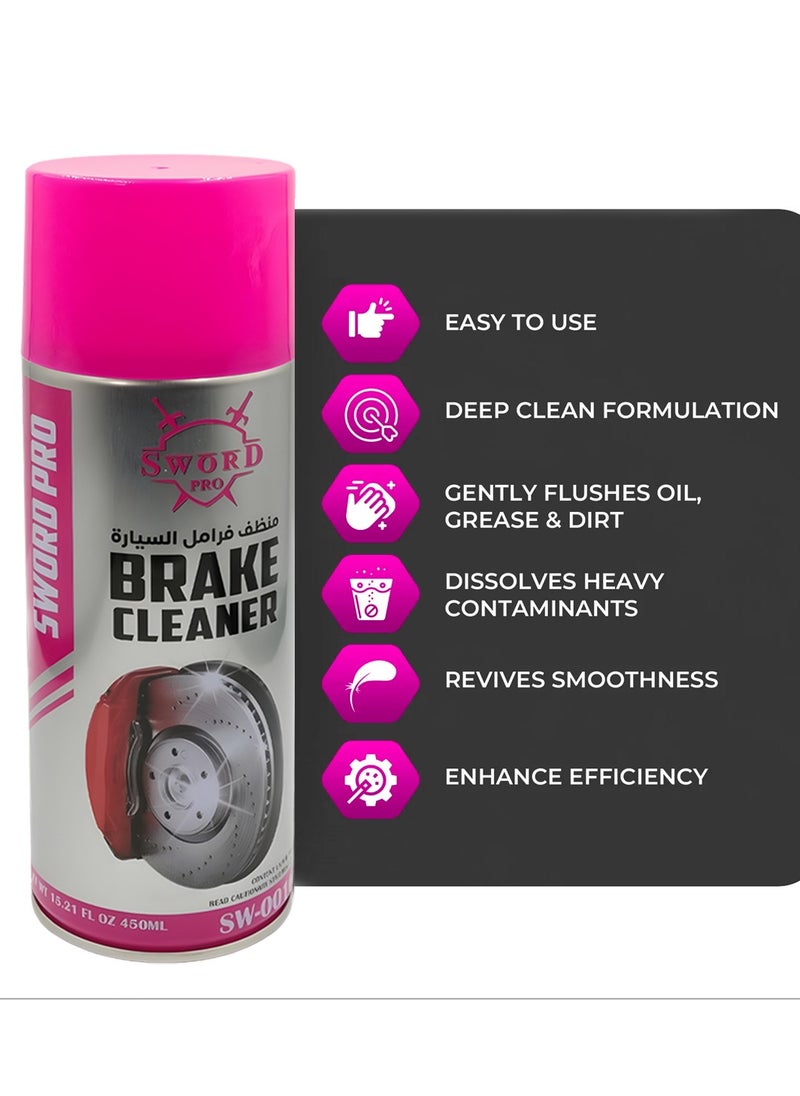 Sword Pro Sword Pro Brake Cleaner Combo Pack 4 x 450ml SW0016 High Performance Degreaser for Brakes, Fast Drying Formula  - Image 4
