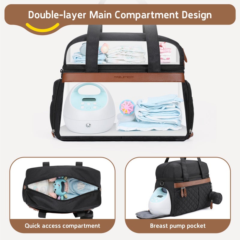 Maelstrom Breast Pump Bag, Diaper Bag Tote with 4 Cooler Pockets, Double-Layer Work Bag for Breastfeeding Mom fit 15'' Laptop - Image 3