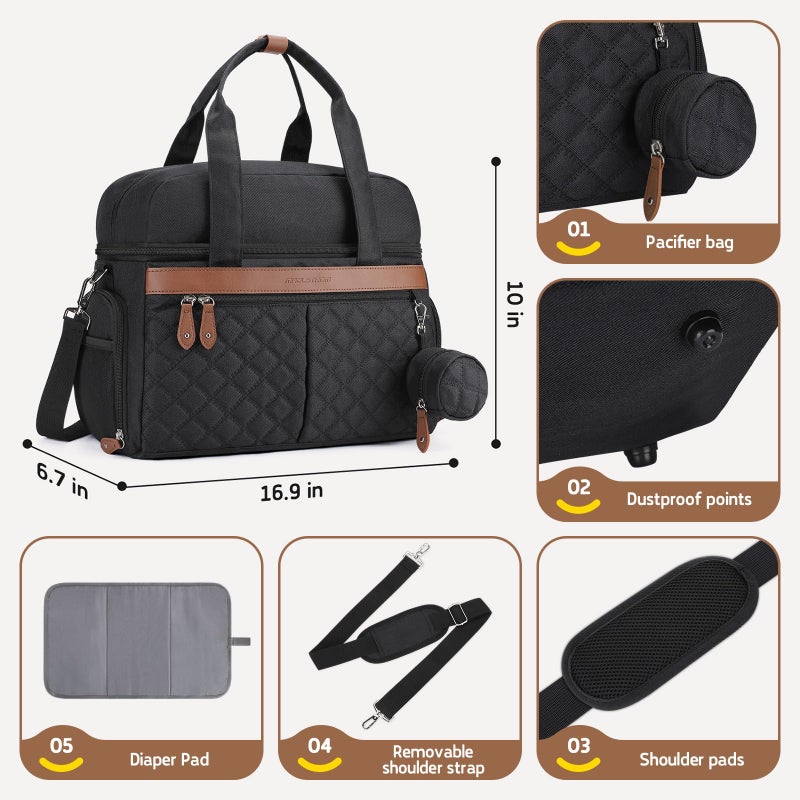 Maelstrom Breast Pump Bag, Diaper Bag Tote with 4 Cooler Pockets, Double-Layer Work Bag for Breastfeeding Mom fit 15'' Laptop - Image 4