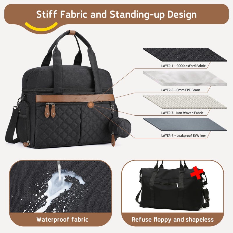 Maelstrom Breast Pump Bag, Diaper Bag Tote with 4 Cooler Pockets, Double-Layer Work Bag for Breastfeeding Mom fit 15'' Laptop - Image 5