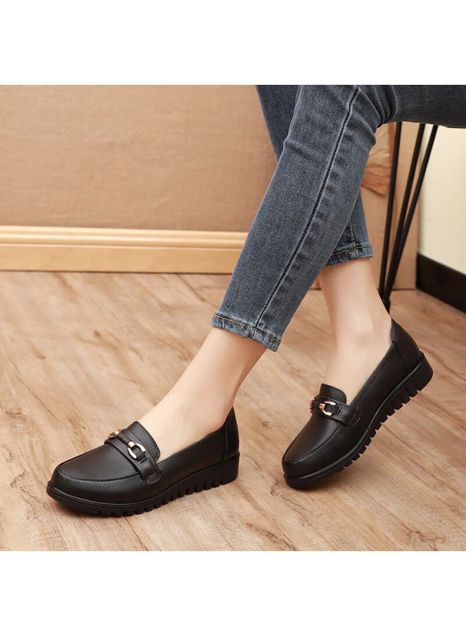Egchi Women's Slip-on Outdoor Casual Nurse Shoes With Non-slip Soft Sole H7575 Black Size 36 - Image 5