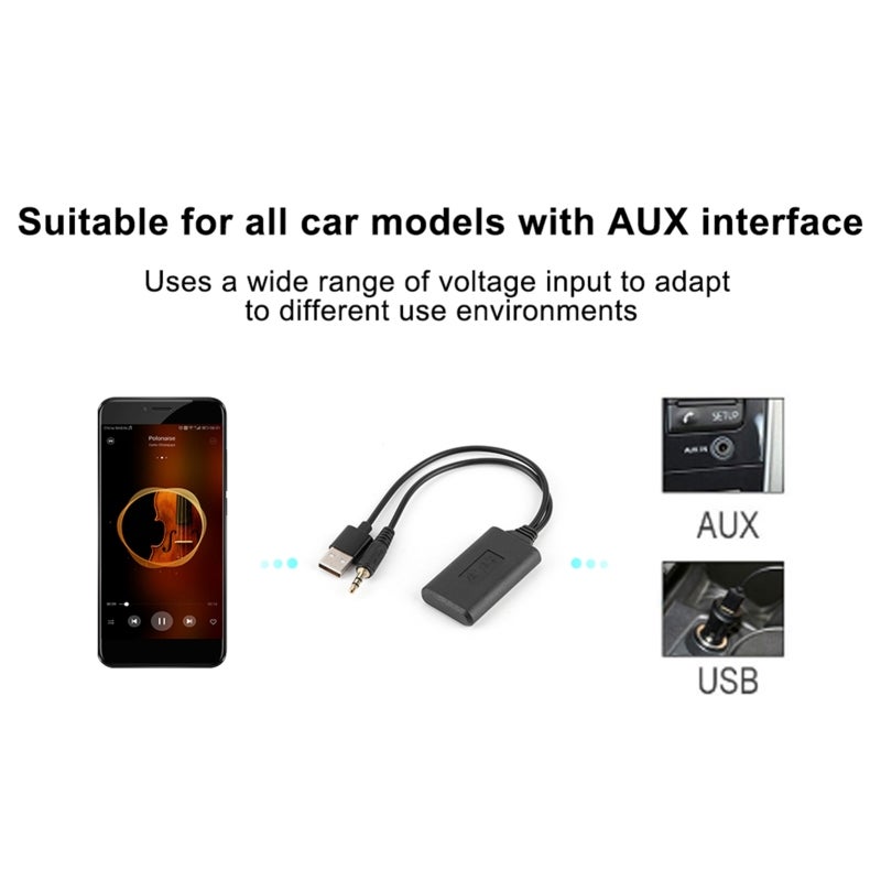 Car Bluetooth Receiver: Bluetooth 5.0 Version High-Speed Transmission Without Distortion - HiFi Stereo Wireless Adapter for Universal Car With AUX Interface - Image 2