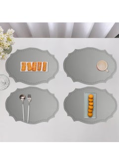 SUPVOX Supvox® Faux Leather Placemats Set of 6 - Waterproof - Wipe Clean - Heat Resistant - Anti Slip Dining Table Place Mats, Suitable for Indoor & Outdoor Use, 16.9×11.8 inch, Grey  - Image 5
