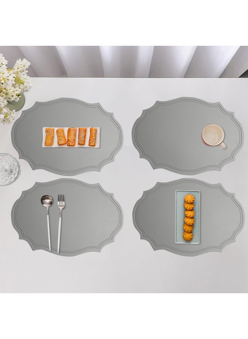 SUPVOX Supvox® Faux Leather Placemats Set of 6 - Waterproof - Wipe Clean - Heat Resistant - Anti Slip Dining Table Place Mats, Suitable for Indoor & Outdoor Use, 16.9×11.8 inch, Grey  - Image 5