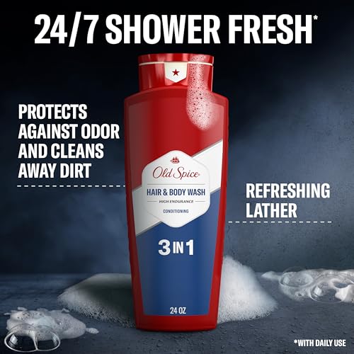 Old Spice أولد سبايس ريفريشينج 2 في 1 غسول وبلسم للشعر والجسم للرجال، هاي إنديورانس، 3X ديفينس، 24/7 شاور فريش مع رائحة تدوم، معطر، 24 أوقية - Image 2
